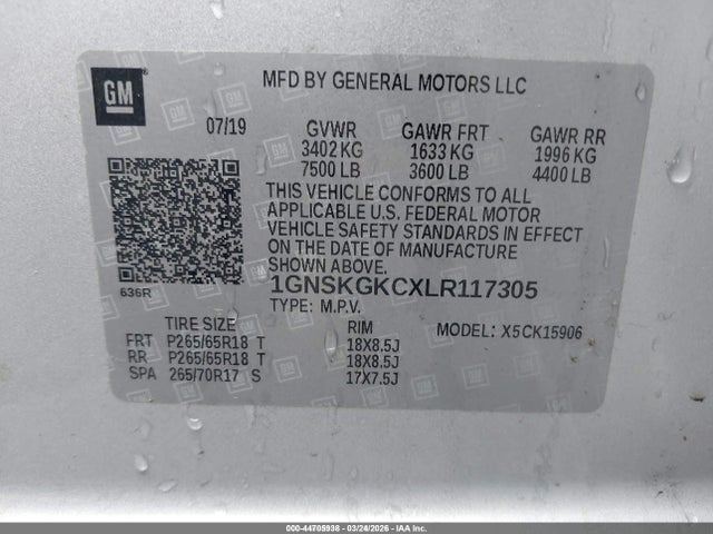 1GNSKGKCXLR117305 Chevrolet Suburban 4wd Ls