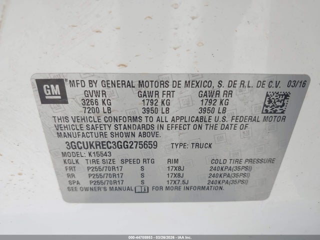 Chevrolet Silverado 1500 1lt 2016 3GCUKREC3GG275659 Image 9