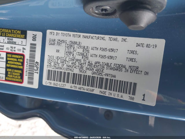 5TFCZ5AN9KX185962 Toyota Tacoma Trd Sport