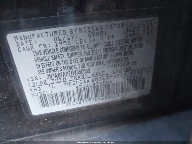 3N1AB7AP7HY350653 Nissan SENTRA S