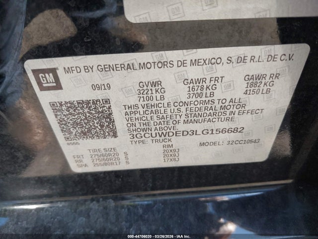 3GCUWDED3LG156682 Chevrolet Silverado 1500 2wd Short Bed Rst