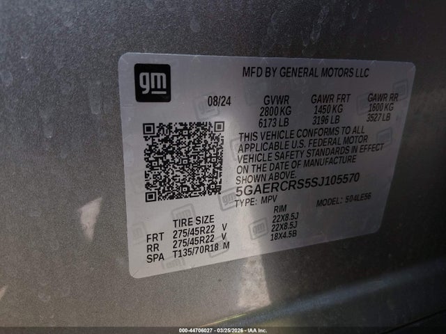 Продажа на аукционе авто 2025 Buick Enclave Avenir Fwd, vin: 5GAERCRS5SJ105570, номер лота: 44706027