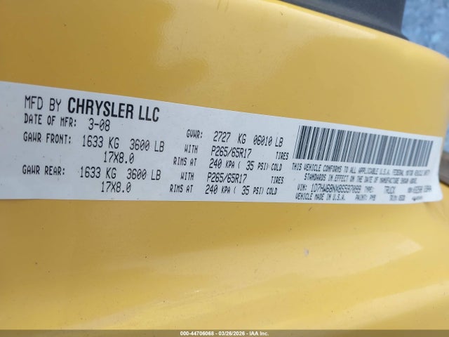 Продаж на аукціоні авто 2008 Dodge Dakota Sport, vin: 1D7HW68NX8S597099, номер лоту: 44706068