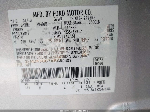 2010 FORD EDGE 2FMDK3GC7ABA84407 Photo 8