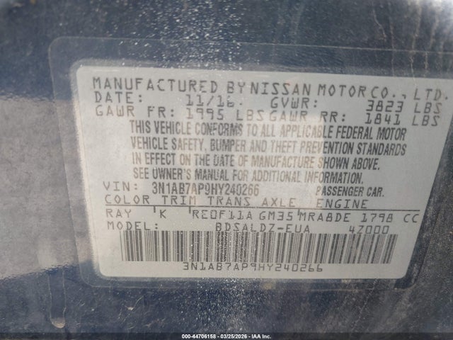 3N1AB7AP9HY240266 Nissan SENTRA SV