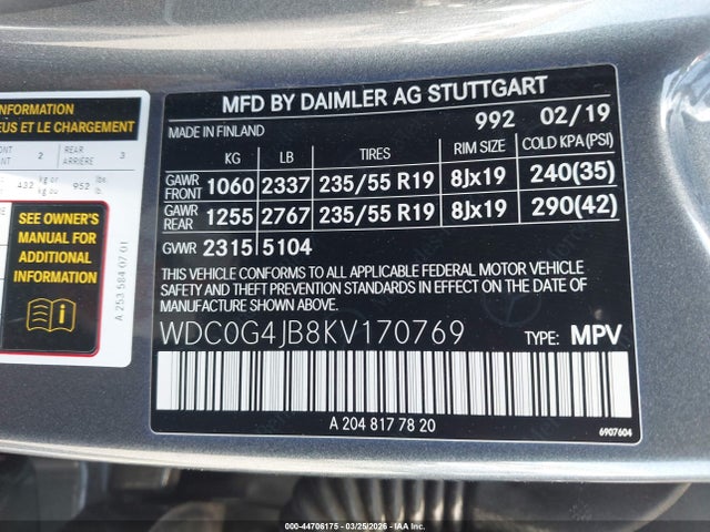 WDC0G4JB8KV170769 Mercedes-Benz GLC 300