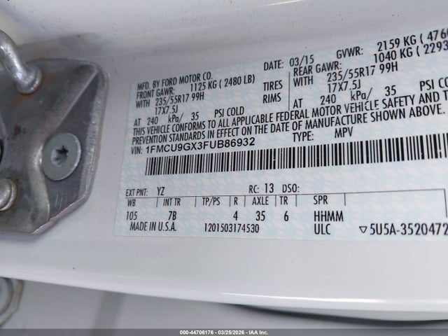 2015 FORD ESCAPE 1FMCU9GX3FUB86932 Photo 8