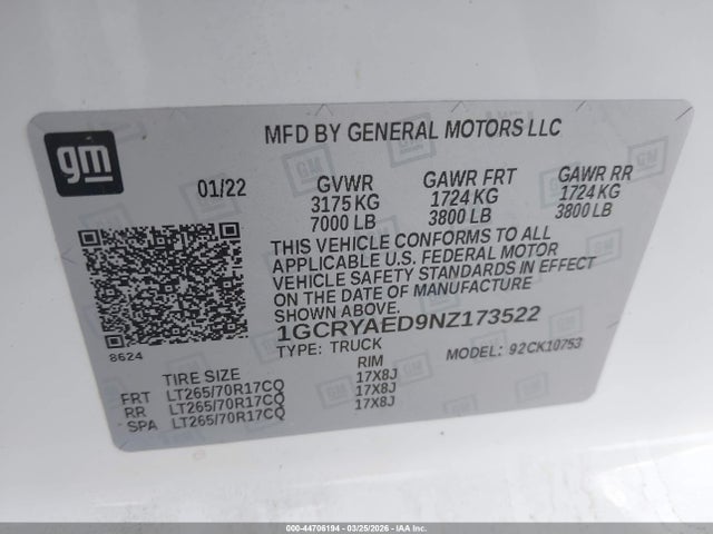 2022 CHEVROLET SILVERADO 1500 LTD 1GCRYAED9NZ173522 Photo 8