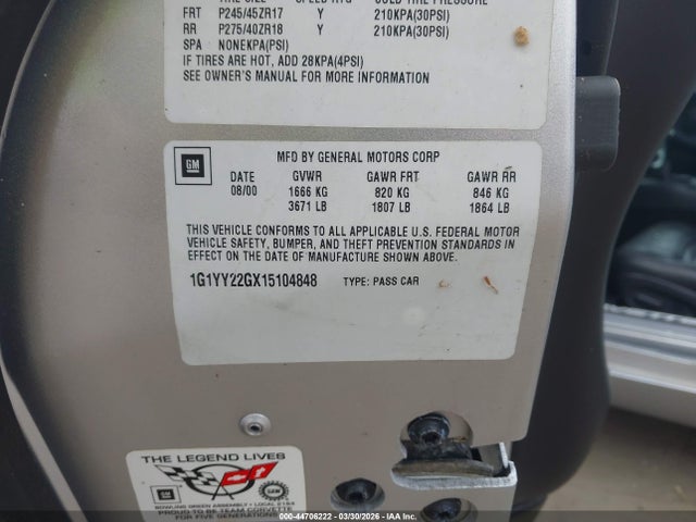 2001 CHEVROLET CORVETTE 1G1YY22GX15104848 Photo 8