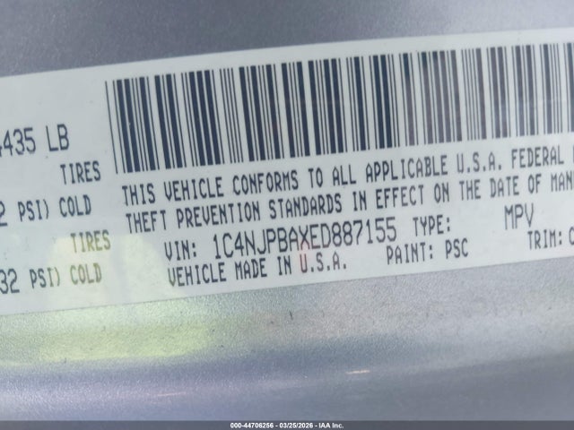 Продаж на аукціоні авто 2014 Jeep Patriot Altitude, vin: 1C4NJPBAXED887155, номер лоту: 44706256