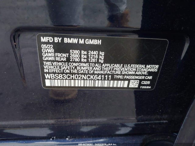 BMW M5 2022 WBS83CH02NCK64111 Image 9