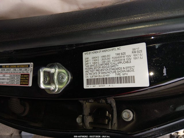 44706262 :رقم المزاد ، 5J8TB4H36JL001491 vin ، 2018 Acura Rdx Acurawatch Plus Package مزاد بيع