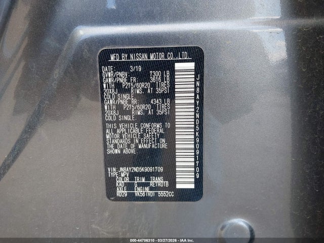 2019 NISSAN ARMADA JN8AY2ND5K9091709 Photo 8