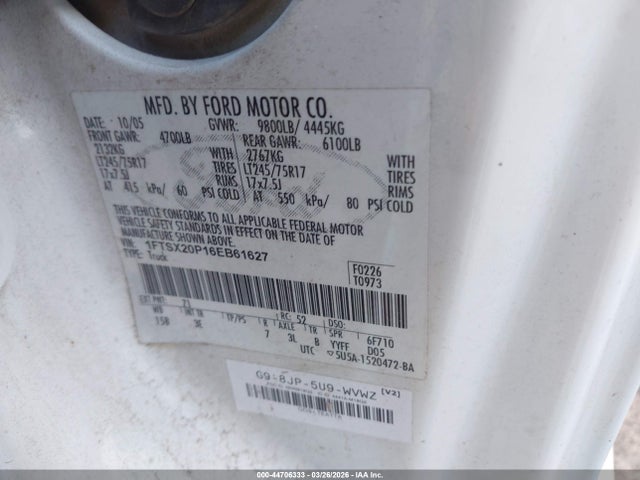2006 FORD F-250 1FTSX20P16EB61627 Photo 8