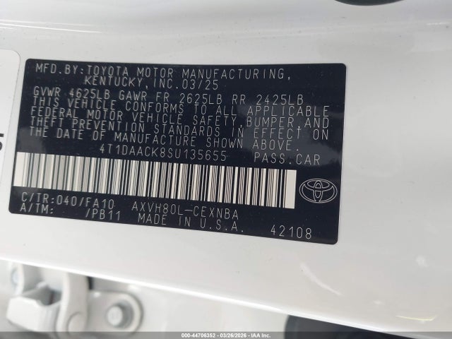 2025 TOYOTA CAMRY 4T1DAACK8SU135655 Photo 8