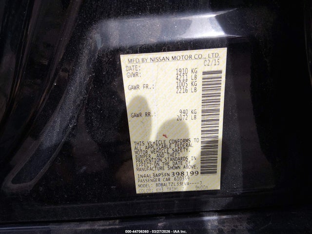 1N4AL3AP5FN398199 Nissan Altima 2.5 Sl