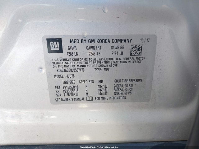 Продаж на аукціоні авто 2018 Buick Encore Preferred, vin: KL4CJASB0JB567470, номер лоту: 44706364