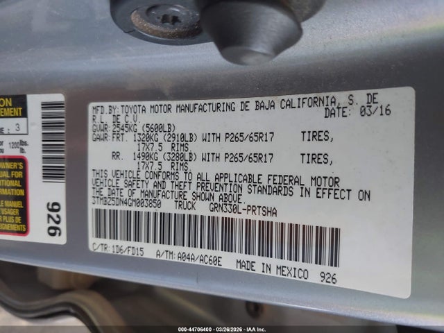 3TMBZ5DN4GM003850 Toyota Tacoma Trd Sport