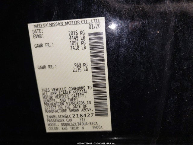 Nissan Altima Sr Intelligent Awd 2020 1N4BL4CW6LC218427 Image 9