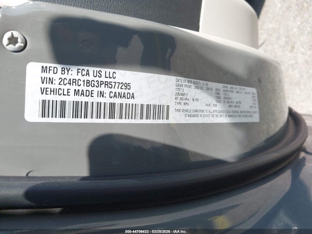 2023 Chrysler Pacifica Touring L მანქანა იყიდება აუქციონზე, vin: 2C4RC1BG3PR577295, აუქციონის ნომერი: 44706432