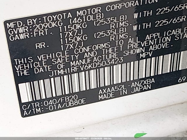Toyota RAV4 LE 2019 JTMH1RFV6KD503423 Image 9