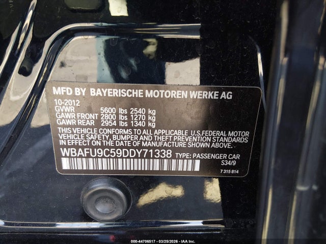 2013 BMW 550I WBAFU9C59DDY71338 Photo 8