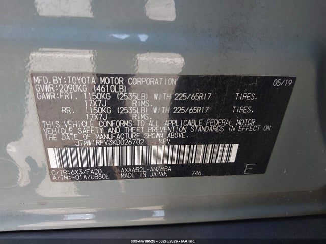 Toyota Rav4 Xle 2019 JTMW1RFV3KD026702 Image 9