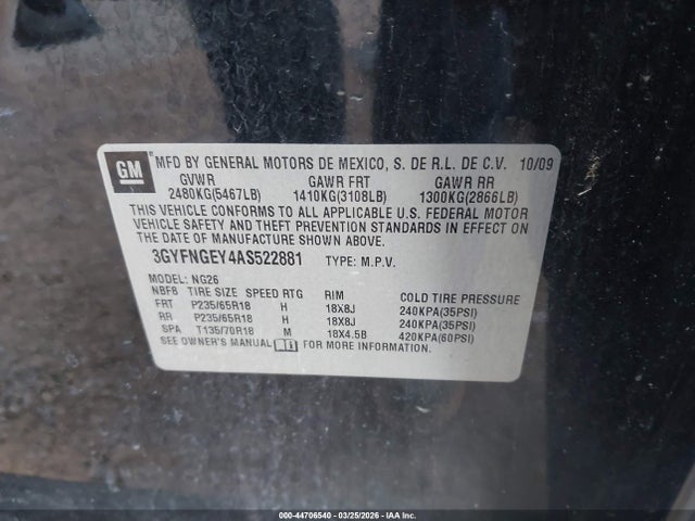 2010 CADILLAC SRX 3GYFNGEY4AS522881 Photo 8