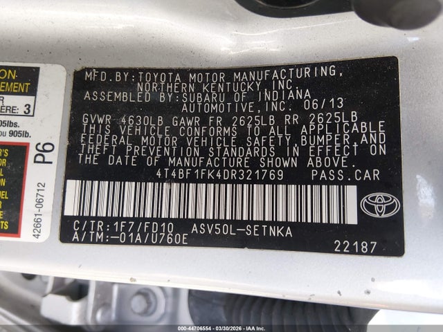 2013 TOYOTA CAMRY 4T4BF1FK4DR321769 Photo 8
