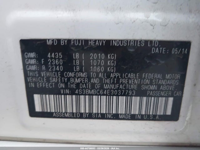 4S3BMBC64E3037793 Subaru Legacy 2.5i Premium
