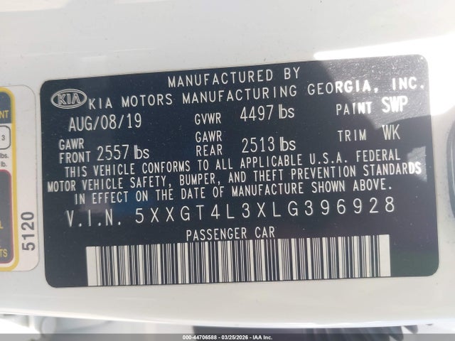 5XXGT4L3XLG396928 KIA Optima Lx