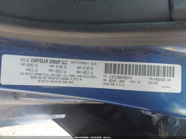 2015 Chrysler 200 Limited მანქანა იყიდება აუქციონზე, vin: 1C3CCCAB9FN583710, აუქციონის ნომერი: 44706596
