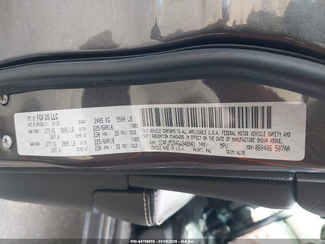 44706655 :رقم المزاد ، 1C4PJMDS4GW348941 vin ، 2016 Jeep Cherokee Limited مزاد بيع