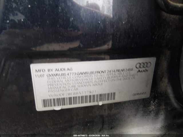 Продажа на аукционе авто 2008 Audi A4 2.0t, vin: WAUDF78E88A117921, номер лота: 44706672