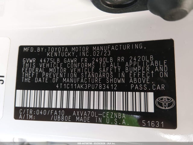 2023 TOYOTA CAMRY 4T1C11AK3PU783412 Photo 8
