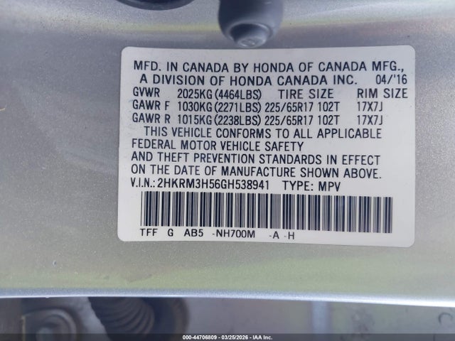 Honda CR-V EX 2016 2HKRM3H56GH538941 Image 9