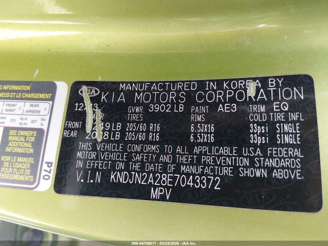 KIA Soul 2014 KNDJN2A28E7043372 Image 9