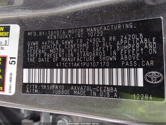 4T1C11AK1PU107170 Toyota CAMRY LE