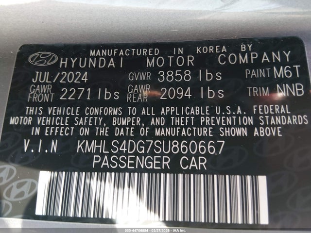 KMHLS4DG7SU860667 Hyundai Elantra Sel Convenience