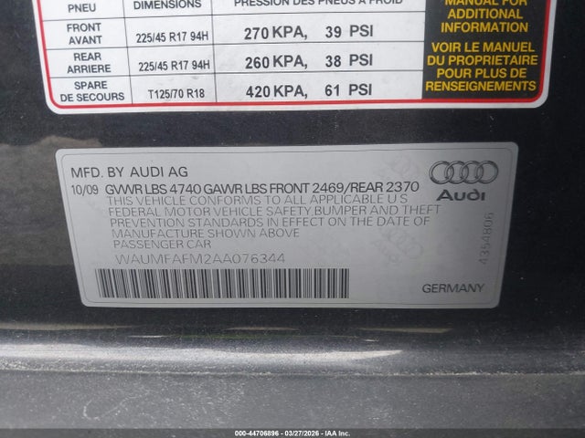 2010 AUDI A3 WAUMFAFM2AA076344 Photo 8