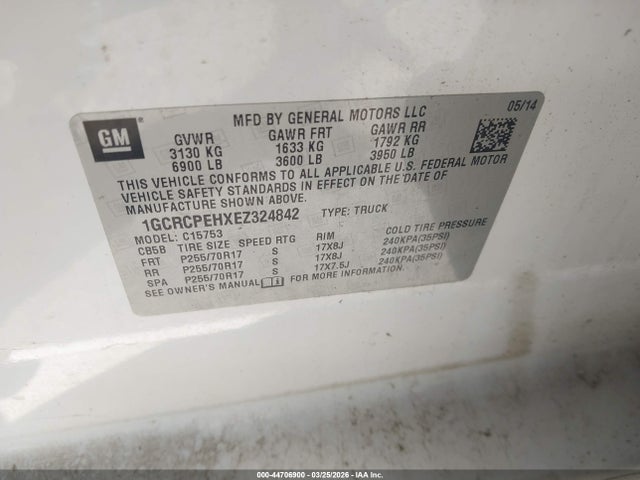 1GCRCPEHXEZ324842 Chevrolet Silverado 1500 Work Truck 1wt