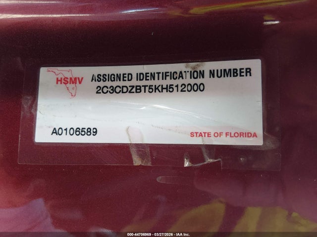 44706969 :رقم المزاد ، 2C3CDZBT5KH512000 vin ، 2019 Dodge Challenger R/t مزاد بيع
