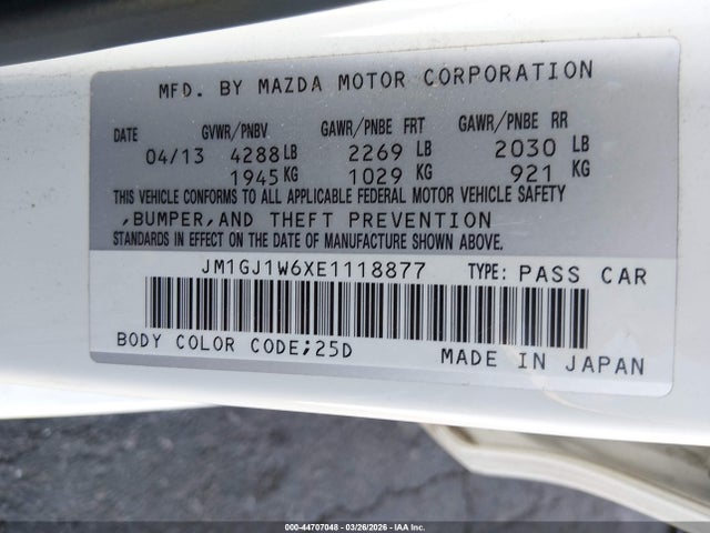 JM1GJ1W6XE1118877 Mazda Mazda6 I Grand Touring