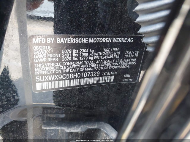 5UXWX9C58H0T07329 BMW X3 Xdrive28i