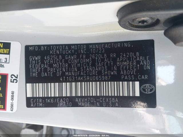 4T1G31AK5RU065987 Toyota Camry Hybrid Se