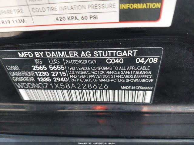 2008 MERCEDES-BENZ S 550 WDDNG71X58A228626 Photo 8