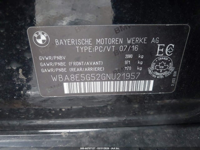 Aukcja sprzedaży 2016 Bmw 320i Xdrive, vin: WBA8E5G52GNU21957, numer aukcji: 44707127
