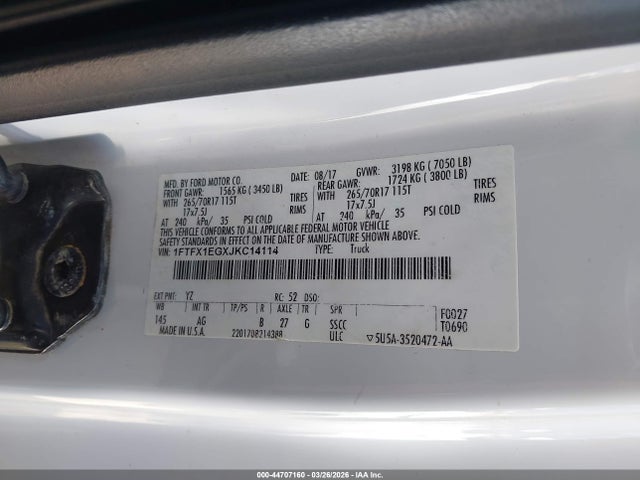 Ford F-150 Xl 2018 1FTFX1EGXJKC14114 Image 9