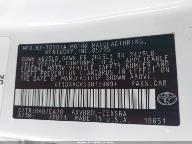Toyota CAMRY SE 2025 4T1DAACK6SU159694 Image 9