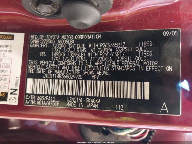 2006 TOYOTA 4RUNNER JTEBT14R368029920 Photo 8